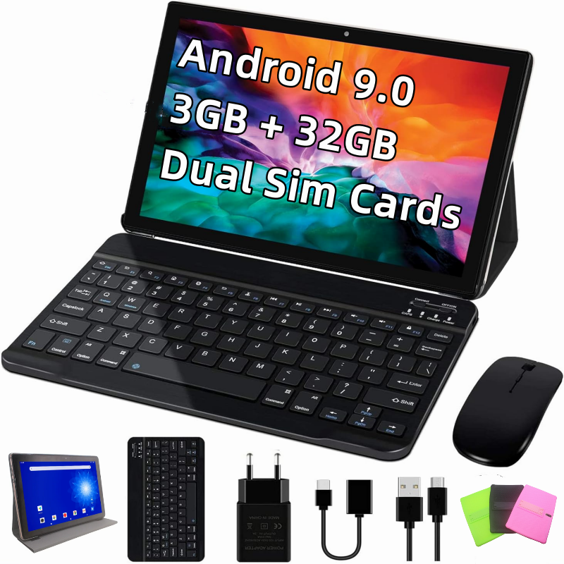 Gratis Geschenken 10.1 ''Android 9.0 Tablet 3Gb Ram 32Gb Rom Mtk9863 4-Core 2G/3G/4G Wifi Dual Sim Telefoongesprek Tablets Pc 1280X800 Ips