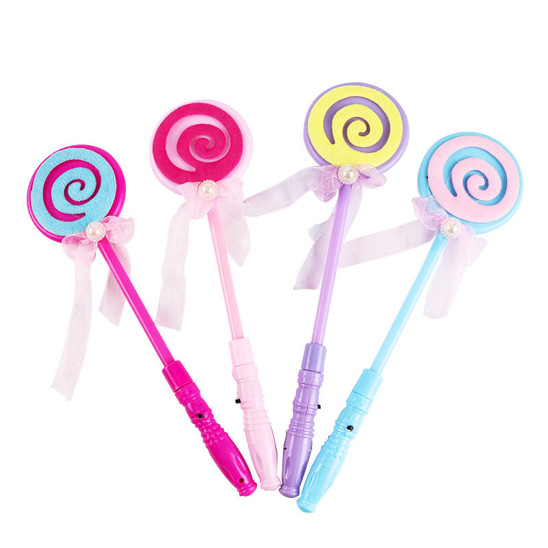 Varita mágica luminiscente con forma de Lollypop, juguetes de noche con luz