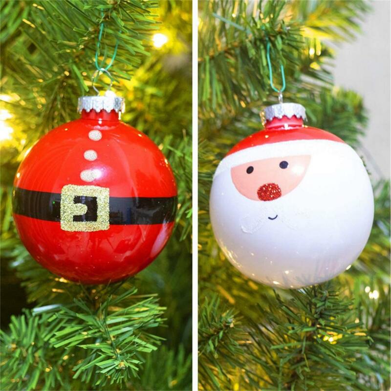 /Lot 6cm bola Natal merah putih setelan dekorasi bola Natal ornamen Set untuk pohon Natal hadiah pesta rumah anak-anak