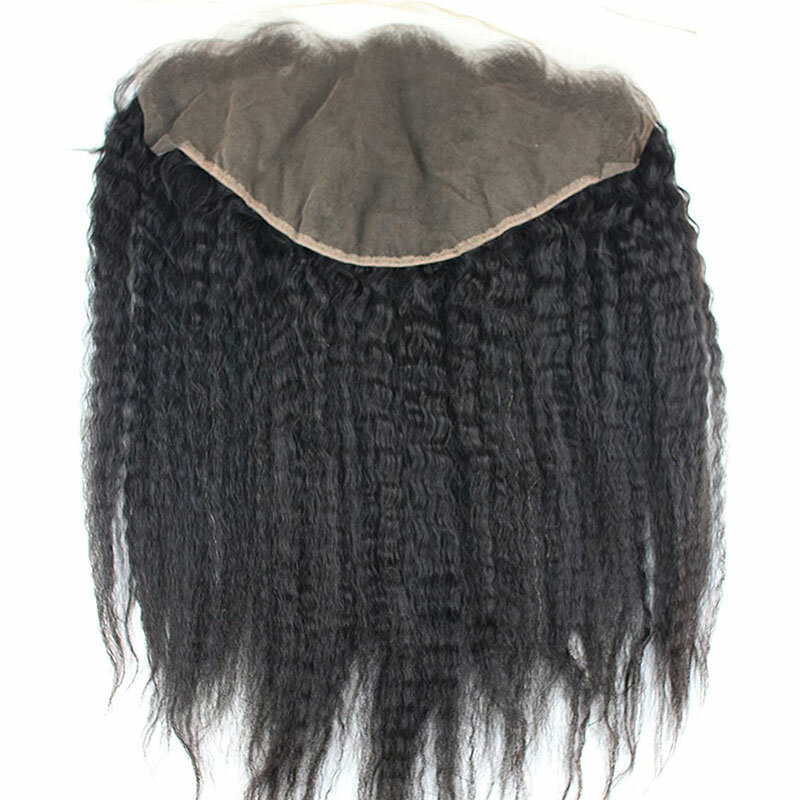 Perruque Lace Frontal Closure wig Remy naturelle, cheveux crépus lisses, 13x6, pre-plucked, oreille à oreille, avec Baby Hair