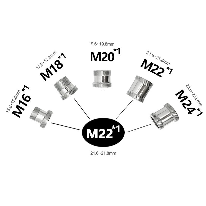 WASOURLF 어댑터 M18 M20 M22 수컷 스레드 전송 M22 수컷 스레드 황동 커넥터, 욕실 주방 수도꼭지 주둥이 액세서리