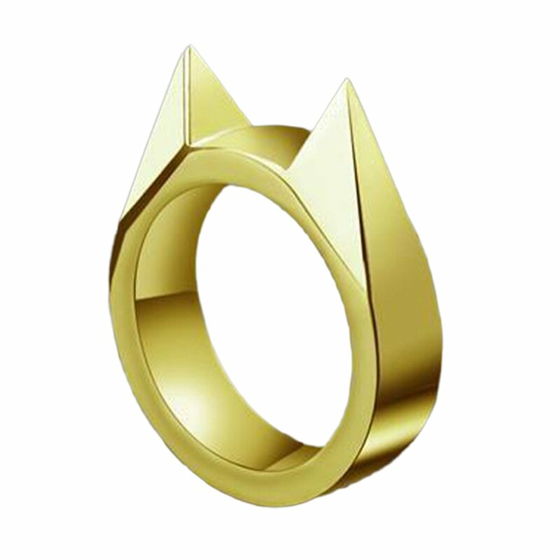 Anillo de seguridad de supervivencia para hombres y mujeres, herramienta de autodefensa de acero inoxidable, anillo de defensa de dedo, Color plateado, dorado y negro, 1 piezas