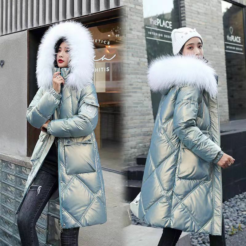2023 New Women Glossy Cotton-Padded Jacket Mid-Length Thermal Cotton-Padded Clothes Fashion Plus Size Cotton Jacket