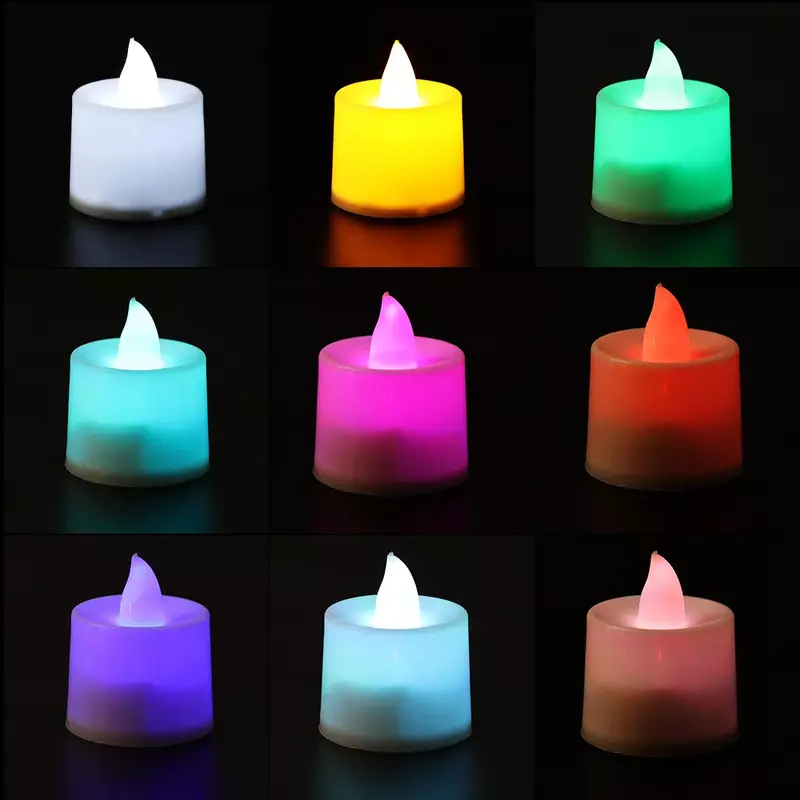 12/1Pcs Flameless LED Candle Lights Battery Powered Multicolor Tea Lights For Home Wedding Birthday Party Decoration Lighting