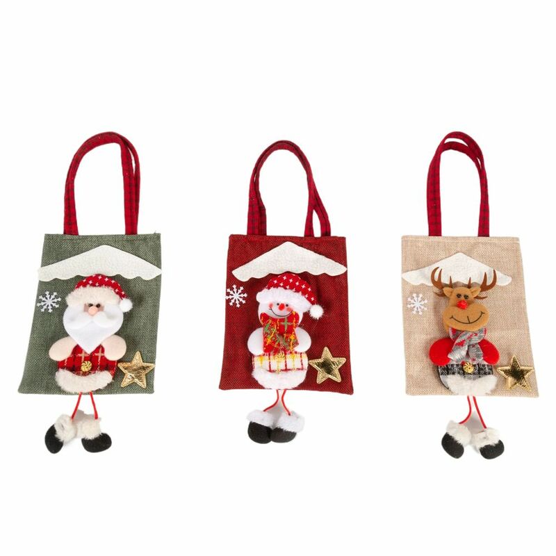 Portable Party Ornament Christmas Decoration Props With Handle Gift Pouch Candy Bags Tote Bag Christmas Present Bag