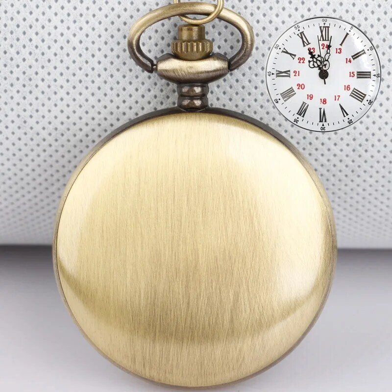 Smooth Surface Mechanical Fashion Antique Alloy Pocket Watch with Chain  Dial Pendant Fob Gifts Clock