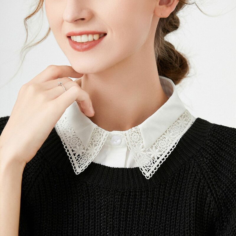 Hollow Out Fake Collar for Women Shirt Lace Decoration False Collar Sweater Autumn and Winter Solid Color Detachable Collar