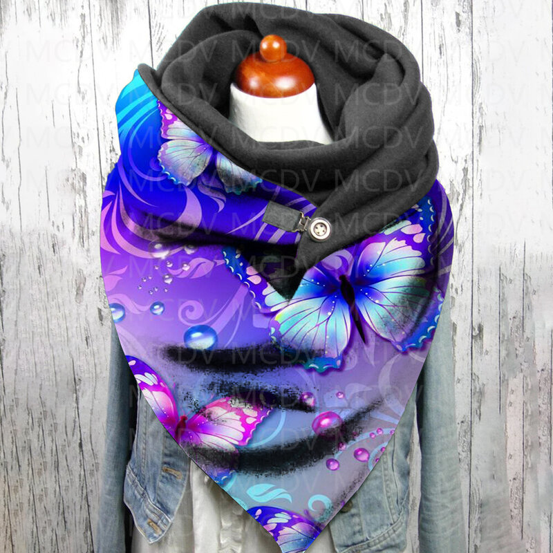 나비 3D 프린트 캐주얼 스카프 및 숄 여성용, 따뜻하고 편안한 스카프 02