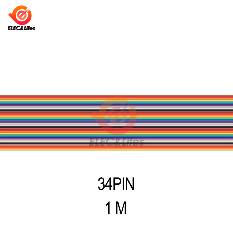 1 metro 10P/12P/14P/16P/20P/26P/34P 1.27mm passo colore cavo a nastro piatto arcobaleno cavo DuPont per connettore FC Dupont 100cm