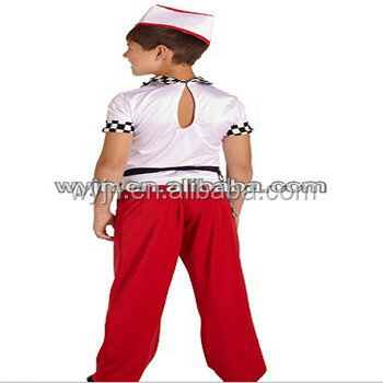 New waiter boy dance wear glisten waitress dance costume waiter child role playing stage performance