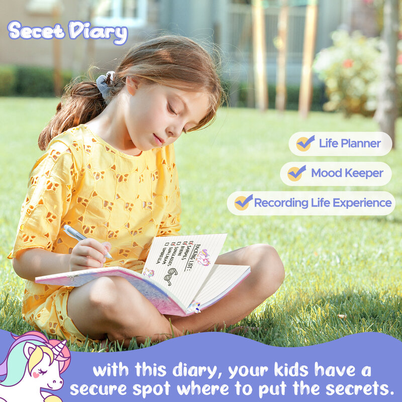 Diario de unicornio de felpa con candado para niños, lindo cuaderno secreto, estudiante, escuela, tamaño A5, papelería, Bloc de notas para niñas, regalo
