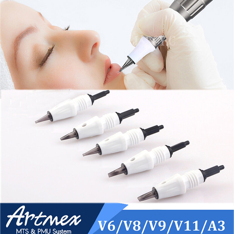 Artmex-cartucho para tatuar, aguja para máquina de maquillaje permanente, para cejas, labios, MTS, PMU, V8, V6, V3, 50/100 piezas