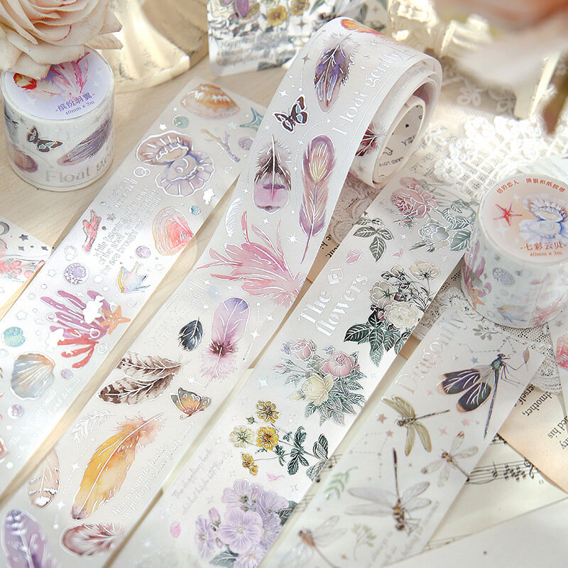 Vintage Federn Blumen Vogel Maskierung Washi Tape Retro ins dekorative Klebe material Aufkleber Etikett Scrap booking