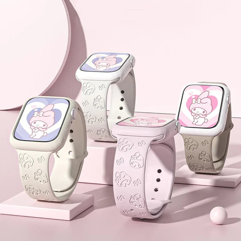 Sanrio Hello Kitty Melody Anime Strap, Apple Watch Band, Bracelet, iWatch 7, SE, 4, 5, 6, 8, Ultra, 44mm, 40mm, 45mm, 41mm, 49 milímetros, 42 milímetros, 38 milímetros