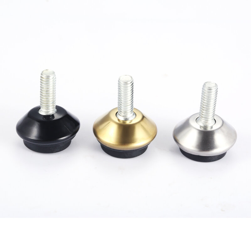 4pcs Furniture Levelers Feet Adjustable Metal Leg M6*15mm Thread Screw Black/Silver/Gold for Cabinet Table Chair Machine Base