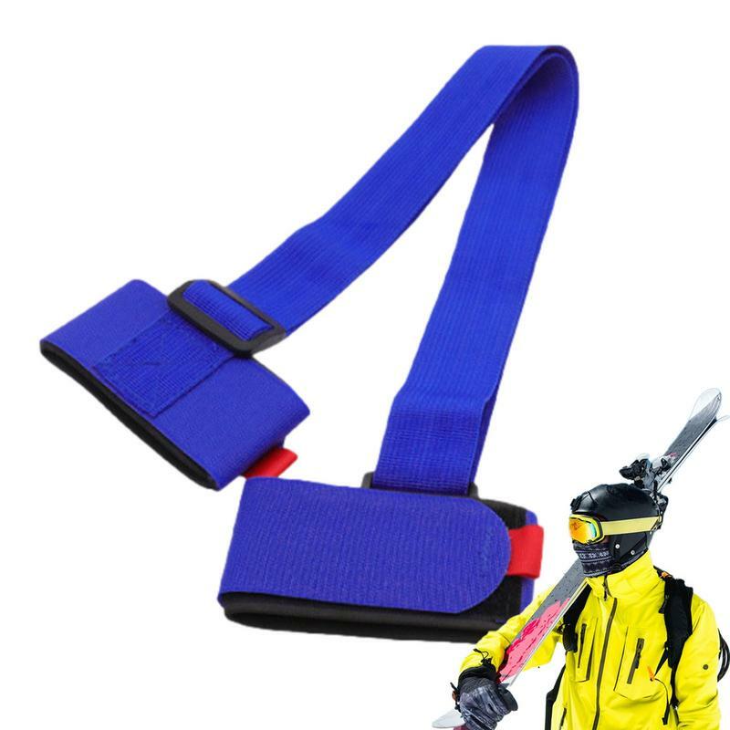 Tas Ski nilon dapat disesuaikan tiang Ski bahu tangan pembawa bulu mata tali pegangan Porter Hook Loop melindungi untuk Snowboard Ski