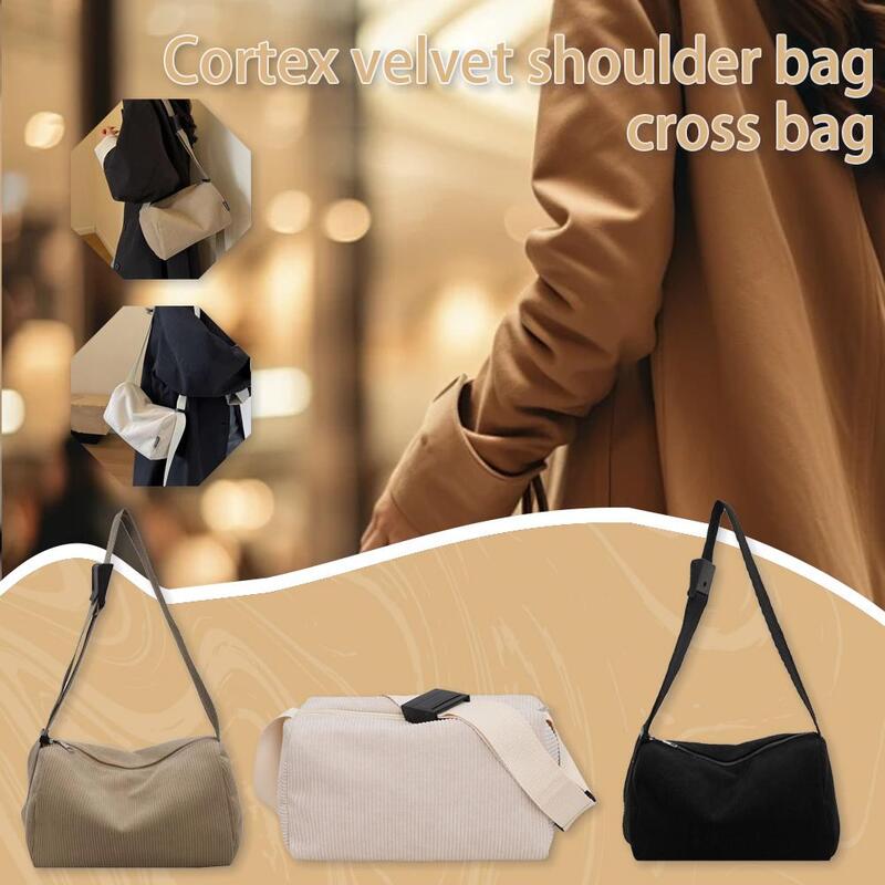 Leinwand Schulter Damen Einkaufstasche Cord einfache lässige Designer-Handtaschen mit großer Kapazität für Frauen reisen solide Einkaufstasche z2c7