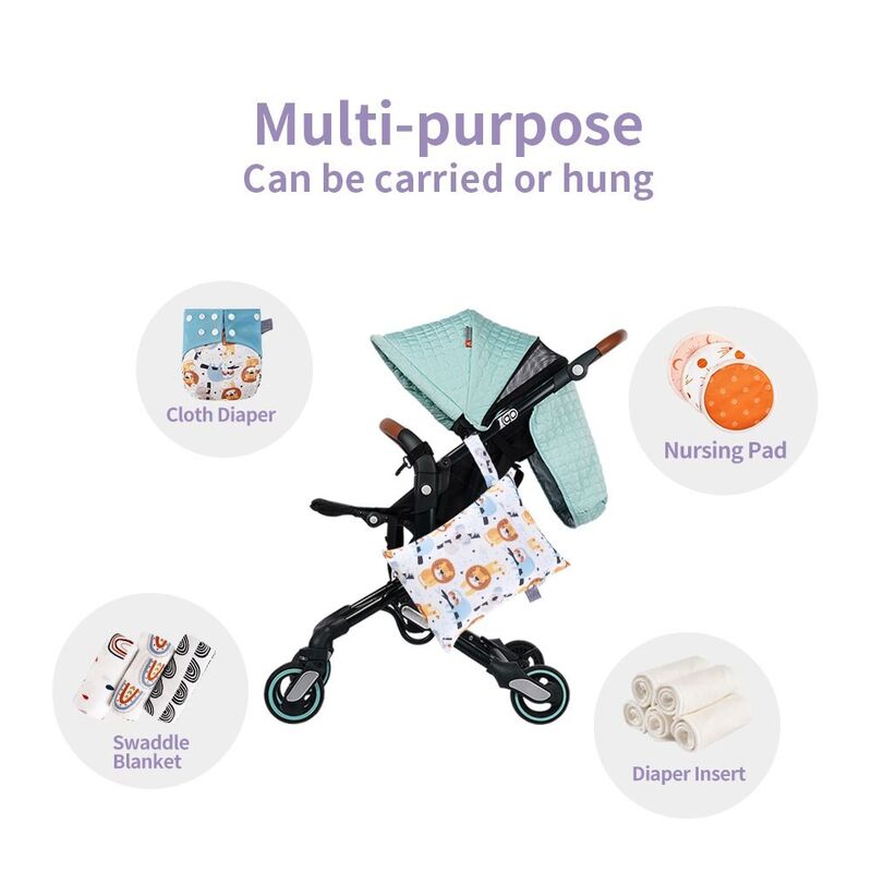 미니 더블 지퍼 PUL 아기 기저귀 가방, 기저귀 삽입물, 방수 습식 및 건식 가방, 천 기저귀, 18*25cm, 2 개/세트
