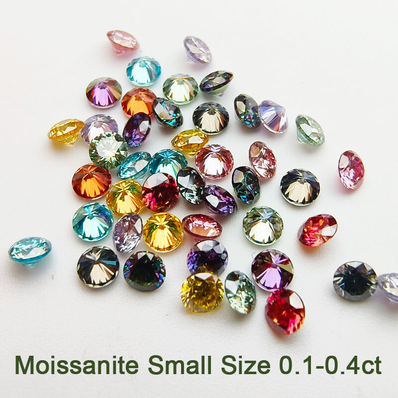 Moissanite forma rotonda di piccole dimensioni 8 cuori e 8 frecce che tagliano perline di Moissanite colorate per la creazione di anelli con ciondolo di gioielli