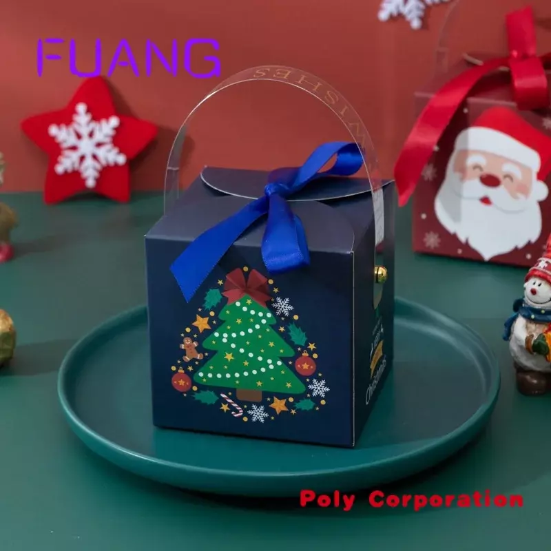 Mini maleta personalizada, cajas de dulces de embalaje navideño, caja de papel de regalo de viaje con decoración, caja de embalaje para pequeña empresa