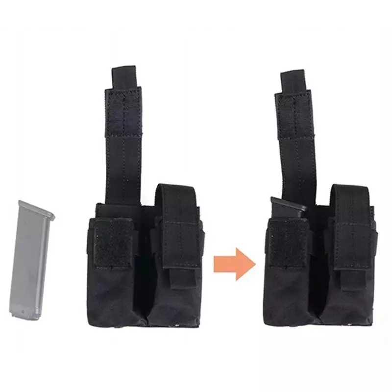 Double Pistol Mag Pouch Molle Tactical 9mm Magazine Pouch Belt Dual Mag Bag Flashlight Holder Holster Hunting Pocket Accessories