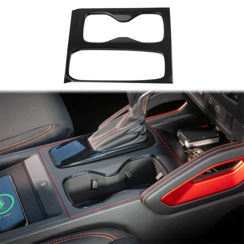 For Nissan Frontier 2022-2024 Center Console Gear Shift Cup Holder Panel Cover Trim Accessories ,ABS Carbon Fiber