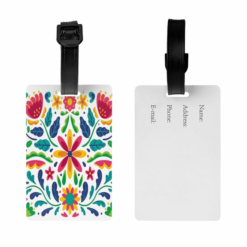 Mexican Flowers Luggage Tag Custom Baggage Tags Privacy Cover ID Label