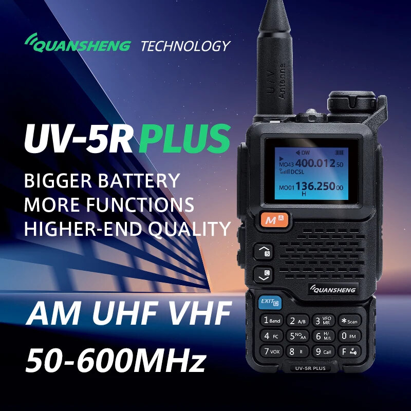 Quansheng-uv 5r plus Walkie talkie、USB type-c、デュアルバンド、uhf、vhf、dtmf、Kenbler、ワイヤレス周波数、双方向ラジオ、8w、2個