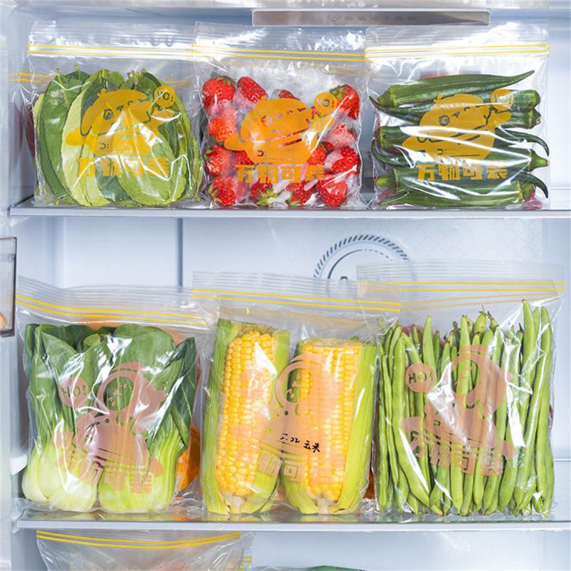 Bolsa de almacenamiento de grado alimenticio, bolsa de mantenimiento fresco de 1 a 5 piezas, con estampado de Meng Beast, a prueba de agua, para frutas y verduras