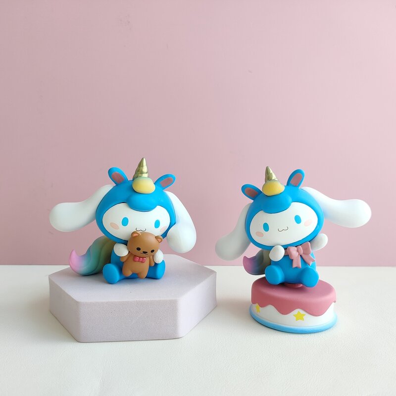 Muñeco de dibujos animados de unicornio Kawaii Cinnamoroll Cos, Sanrio, figura de Anime, modelo creativo, adorno, decoración, regalo de cumpleaños para niños, lindo juguete
