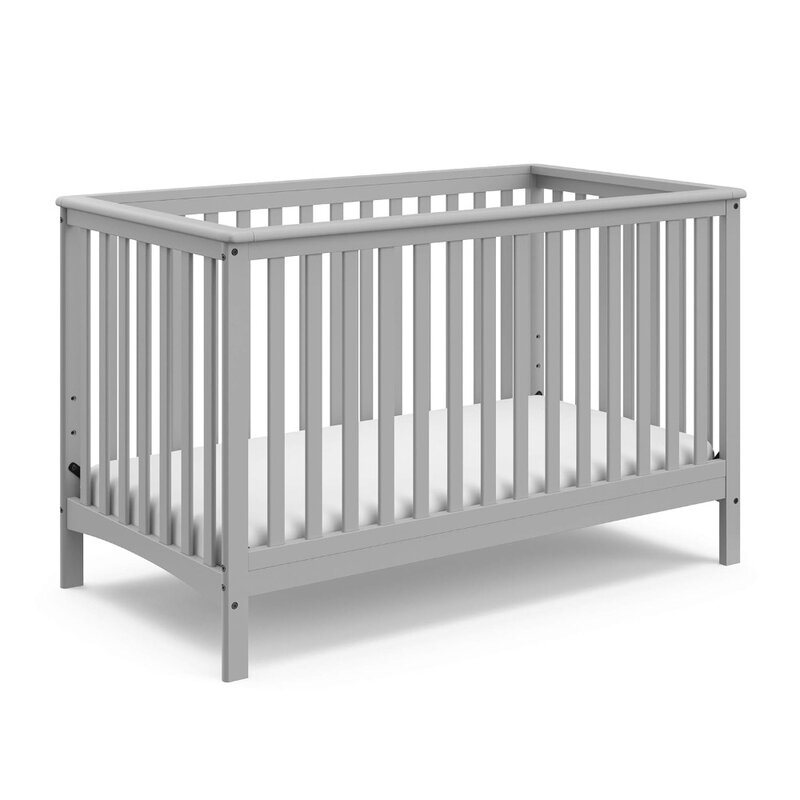 Storkcraft Hillcrest 4-in-1 Convertible Crib (Pebble Gray) - Converts to Daybed, Toddler Bed, and Full-Size Bed, Fits Standard