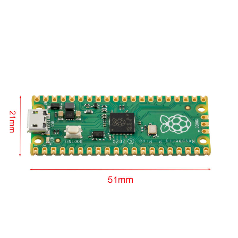 Raspberry Pi Pico Board, RP2040, Dual Core, 264KB, braço, microcomputador de baixa potência, Cortex-M0, processador, suporta Python, oficial