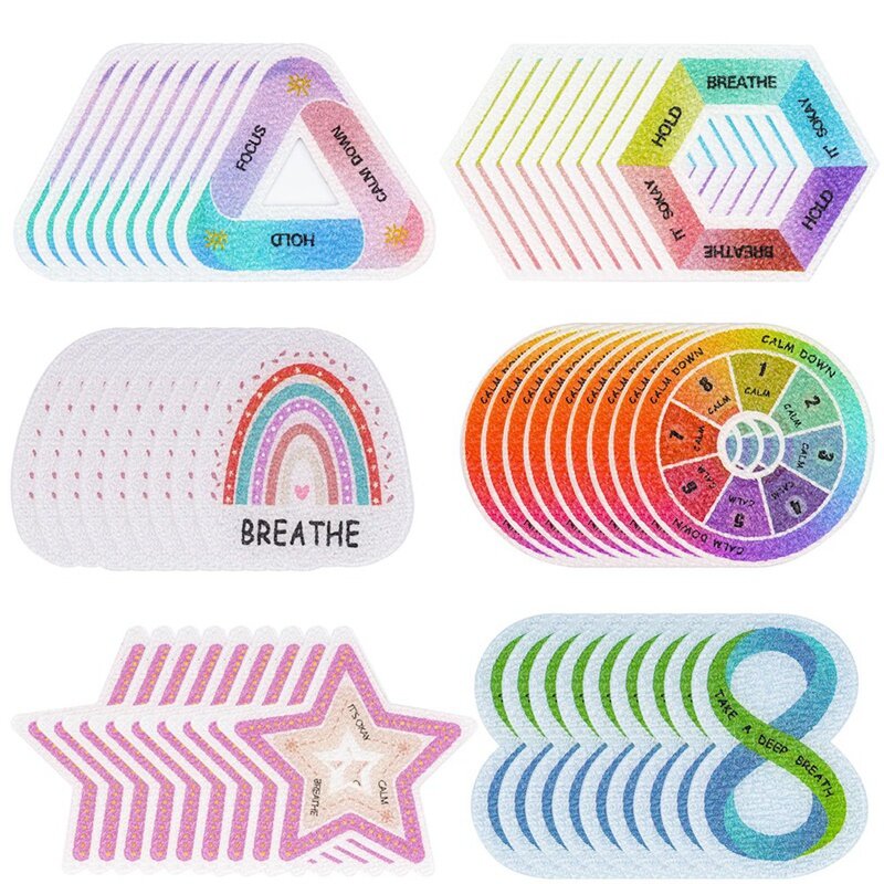 Calm Strips, Anxiety Sensory Stickers, Breath Strips, Anxiety Relief Items For Mood Calming Stress Relief Stickers 60 Pcs