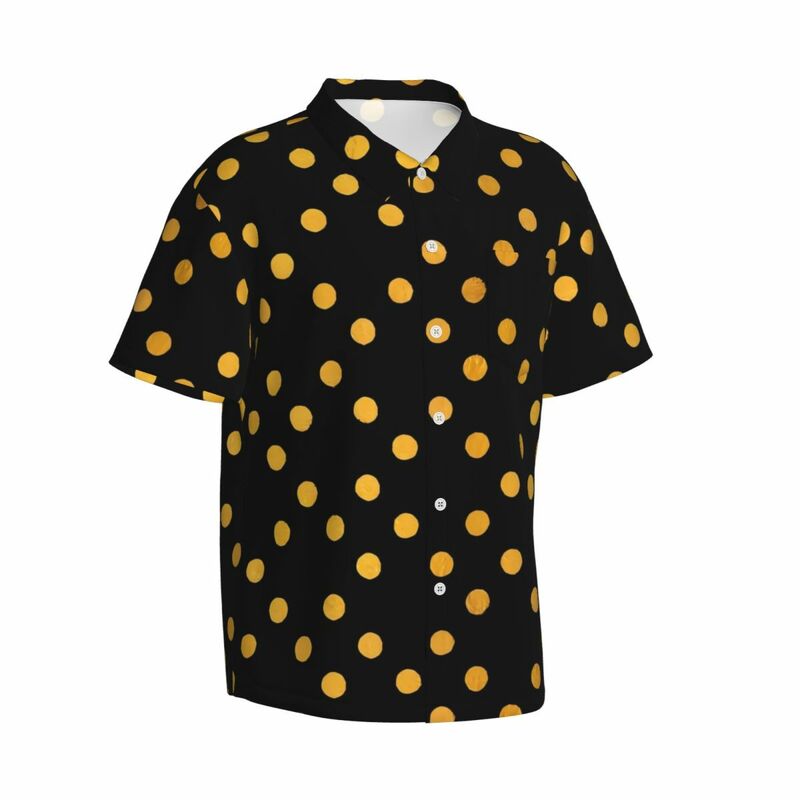Kemeja liburan titik emas pria baju kasual cetak Vintage musim panas blus ukuran besar baru grafis lengan pendek hadiah ulang tahun
