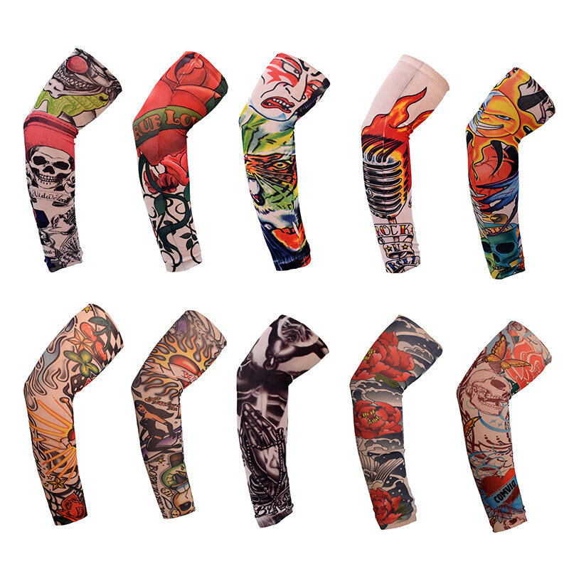 Summer Tattoo Arm Sleeve Outdoor Sports Travel Fishing Sunscreen Arm Guards for Men 2024