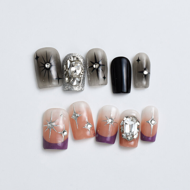 Calcomanías de Arte de uñas en relieve 5D, estrellas plateadas, tachuelas de diamantes, deslizadores adhesivos, pegatinas de uñas, decoración para manicura