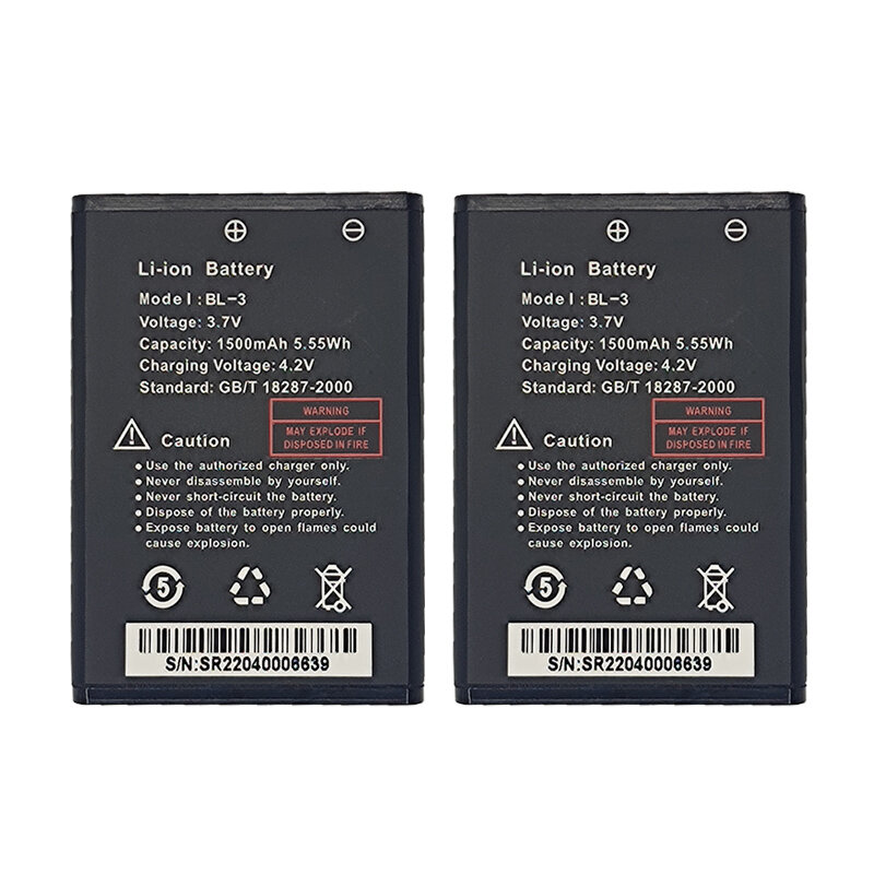 Baofeng-Batería de walkie-talkie piezas, 2 UV-3R, 1500mAh, para BF-UV3R, accesorios de Radio bidireccional, UV 3R, batería adicional, modelo BL-3