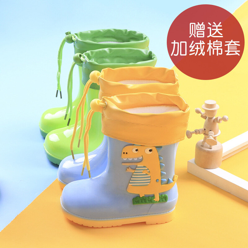 Botas de lluvia para bebé, zapatos de agua con dibujos de dinosaurios, antideslizantes, para niños de 1 a 2 años