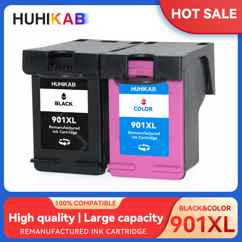 HUHIKAB ponownie wyprodukowany wkład 901XL zamiennik dla HP 901 wkład atramentowy Officejet 4500 J4500 J4540 J4550 J4580 J4640 4680