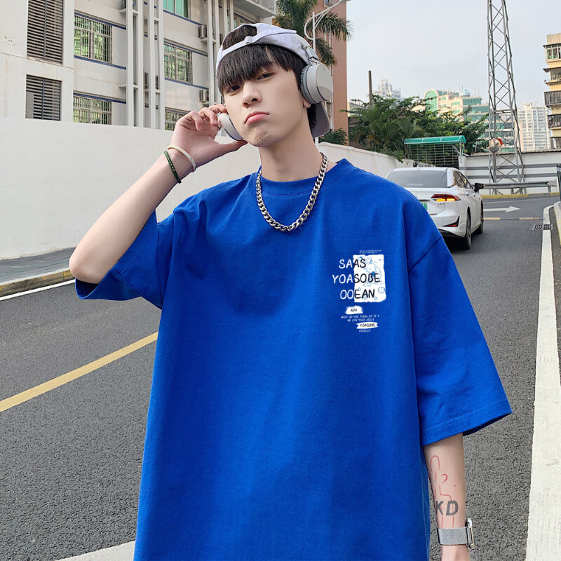Męska koszulka Harajuku Streetwear z okrągłym dekoltem i nadrukiem w kształcie litery Hip Hop Tshirt 2024 Letnie graficzne koszulki z krótkim rękawem Bawełniane koszulki oversize