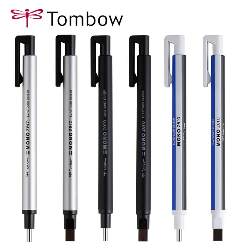 Penghapus pensil Tombow, isi ulang MONO Zero Press Square / Round Tip penghapus pena untuk menggambar sketsa perlengkapan artis siswa