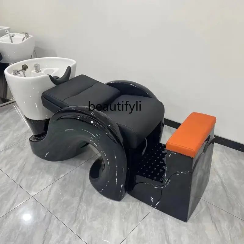 Excellent Half LyingShampoo Chair Hair Salon Hair Saloon Dedicated Sitting Flushing Bed Ceramic Basin Energy-Saving Water Heater