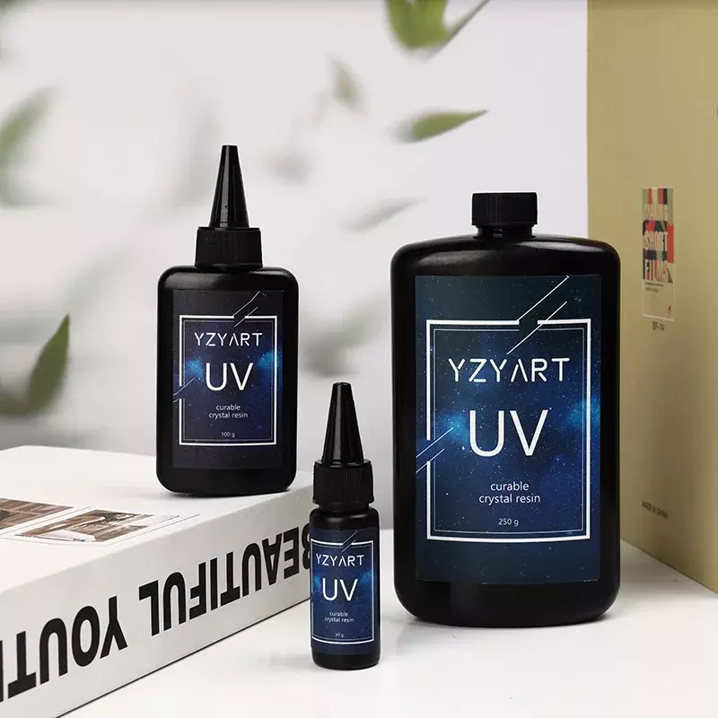 YZYART resina UV dura de curado ultravioleta, fabricación de joyas, cura la luz solar, manualidades, transparente como el agua, tipo fino/grueso