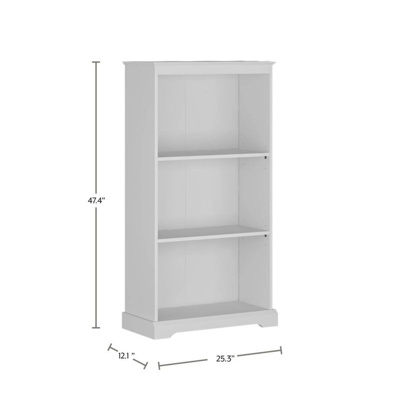 3 Shelf Kids Bookcase, White