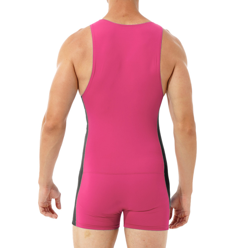 Mens Undershirts One-ชิ้น Bodysuits กีฬาเสื้อกั๊ก Leotard Fitness Jumpsuit มวยปล้ำ Homme ชุดชั้นในชุดนอน Body Shaper