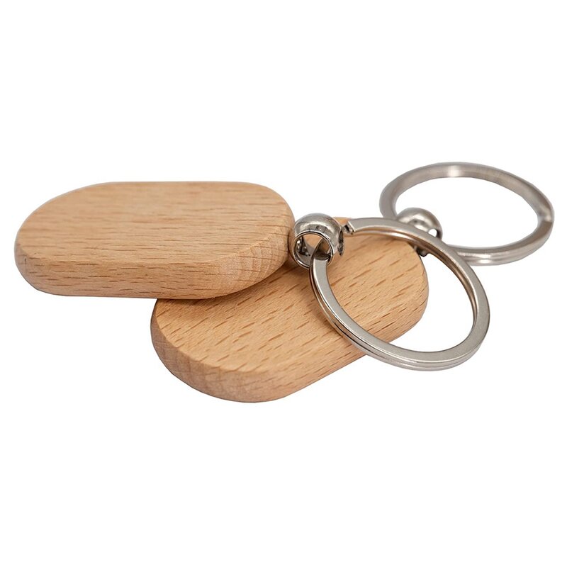 Пустые деревянные брелки для ключей «сделай сам», деревянные брелки для ключей, деревянные гравировочные заготовки, 20 шт. в упаковке