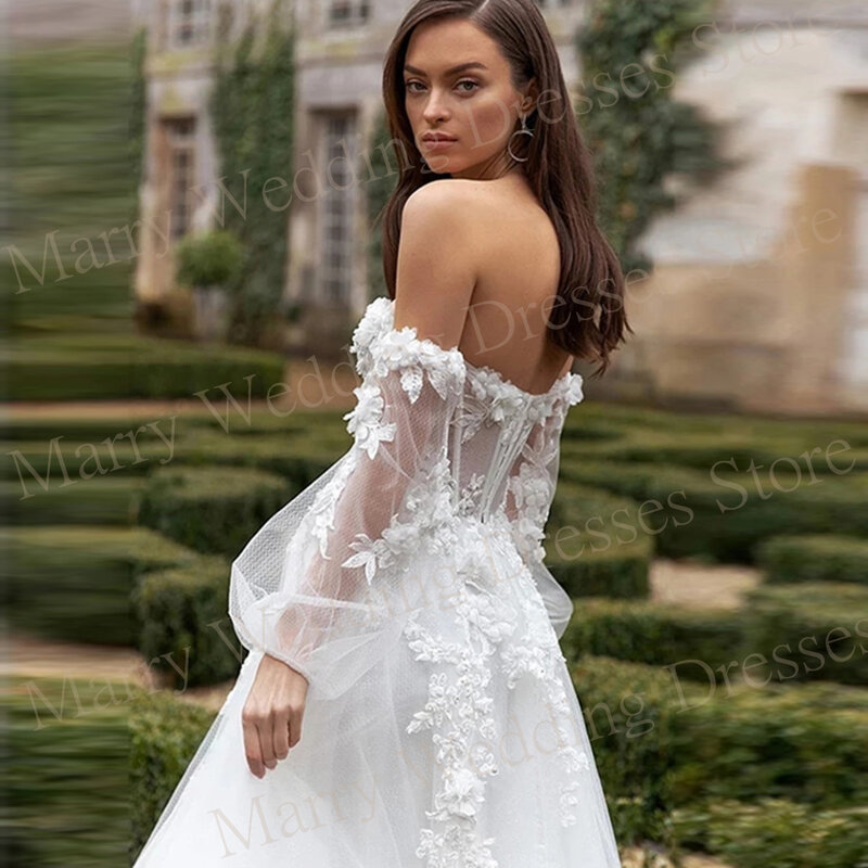 2024 gaun pernikahan wanita garis A elegan gaun pengantin renda applique Sweetheart seksi Modern jubah tanpa punggung