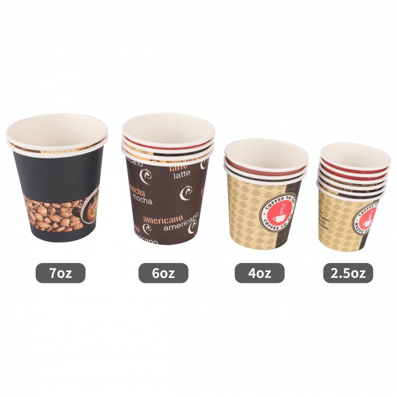 Taza de papel desechable de pared única personalizada, taza de café caliente, impresión al por mayor de productos personalizados, 4oz, 6oz, 7oz