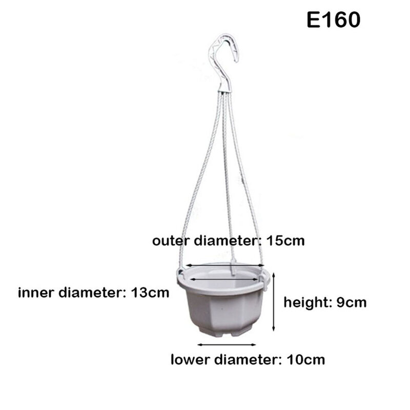 Hanging Flower Pot Plastic Plant Basket with Removable Hook Breathable and Durable Great for Balconies Fences Porches White