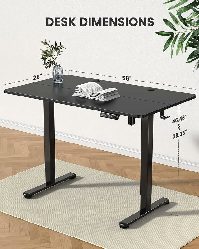 ErGear-Height Adjustable  Standing Desk, Sit Stand up  Memory Computer, Home Office  Black, 55x28 in